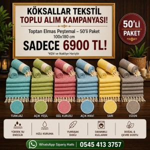 Toptan Elmas Peştemal 100x180 cm 50'li Paket